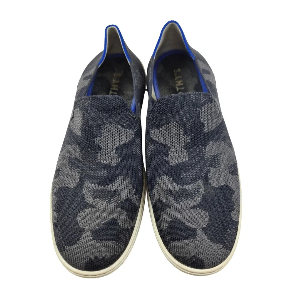 Rothy's The Sneaker Grey Camo Slip On Knit Shoes Womens 9.5 Washable Sustainable
